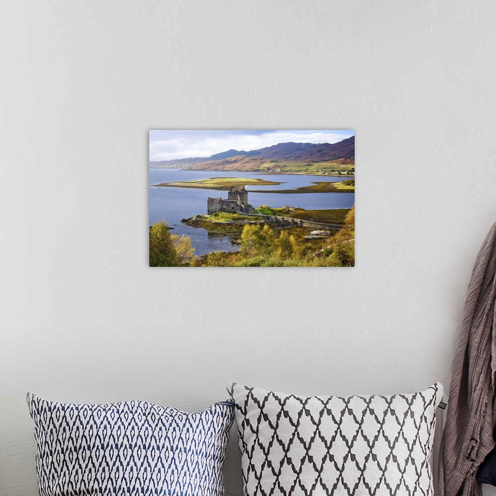 A bohemian room featuring UK, Scotland, Eilean Donan Castle, Dornie, view of the castle.