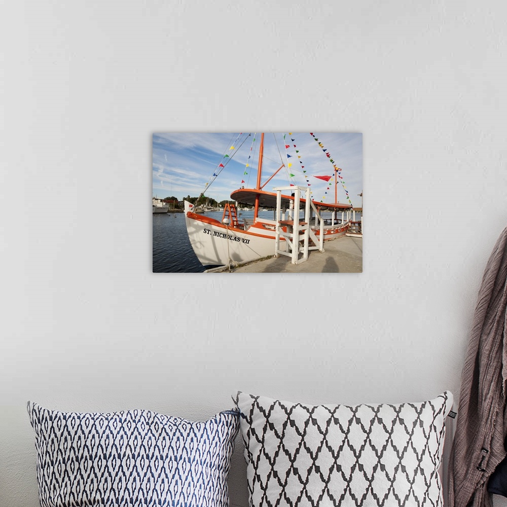 A bohemian room featuring United States, Florida, Pinellas, Colorful boat in Tarpon Springs
