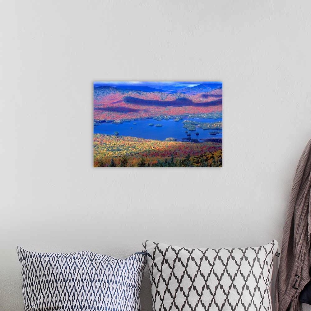 A bohemian room featuring United States, New York State, Adirondacks, Elk Lake, view from Sunrise Mount