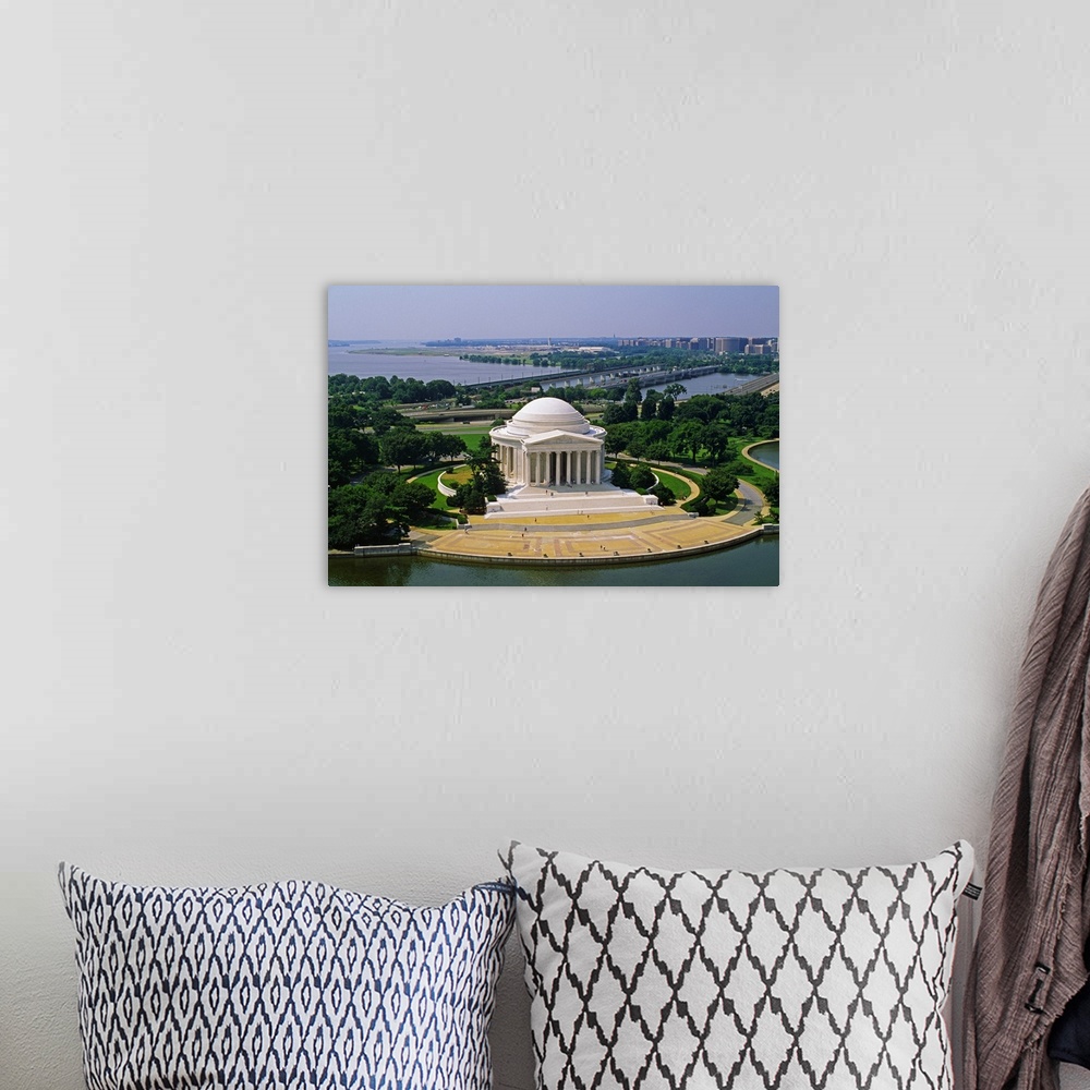 A bohemian room featuring Washington, D.C., Jefferson Memorial