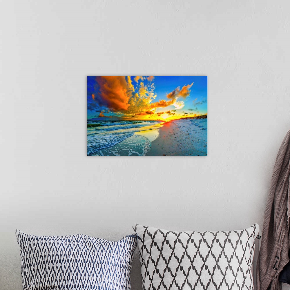  KDXAOBEI Wall Art Decor Canvas Painting Landscape Sky Couds  Color Lake Canvas Prints Seascape Sunset Paintings For Room  30x40cm(12x16in) No Frame: Posters & Prints