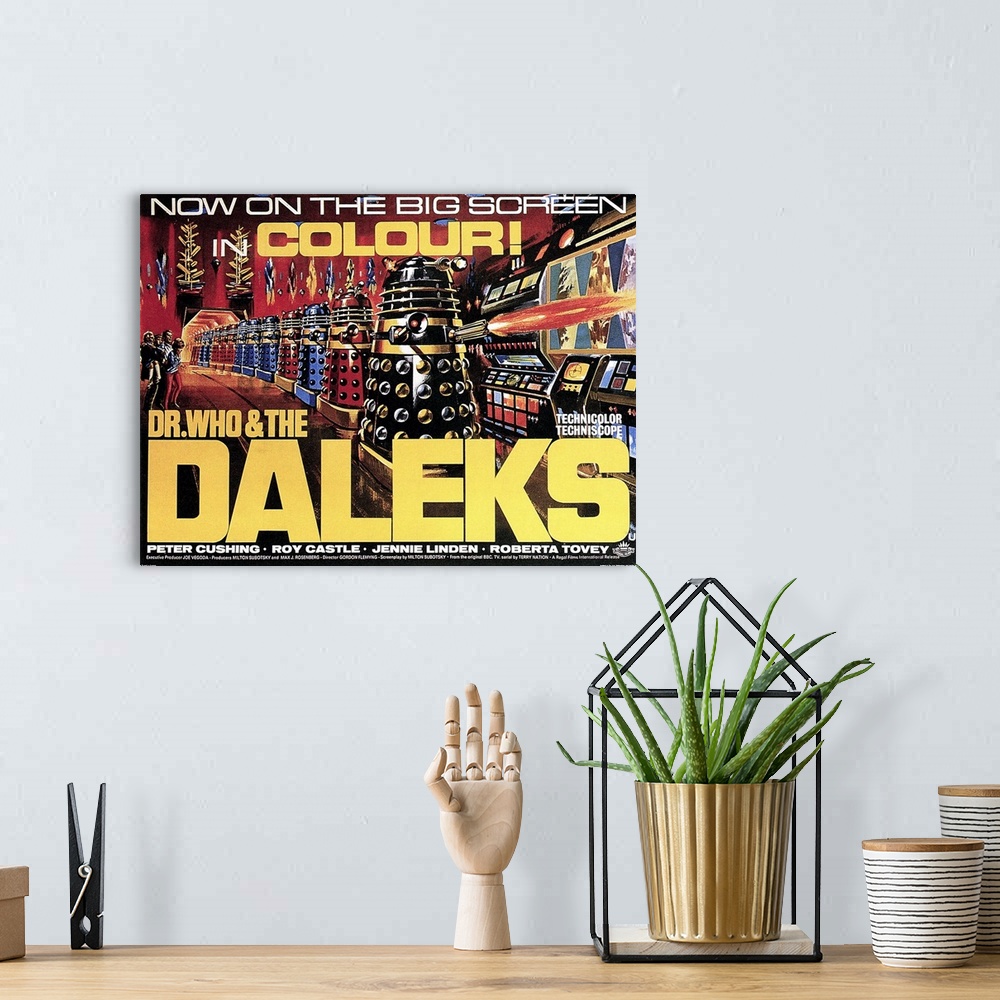 A bohemian room featuring Dr. Who and the Daleks - Vintage Movie Poster