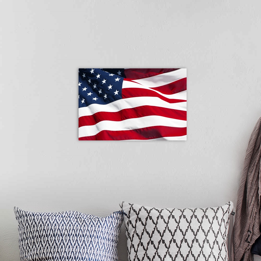 A bohemian room featuring Very Close up of American Flag