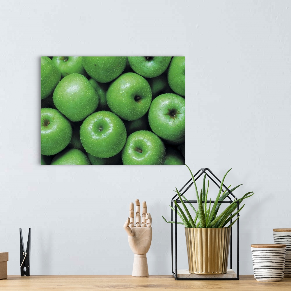 A bohemian room featuring Bunch of green apples