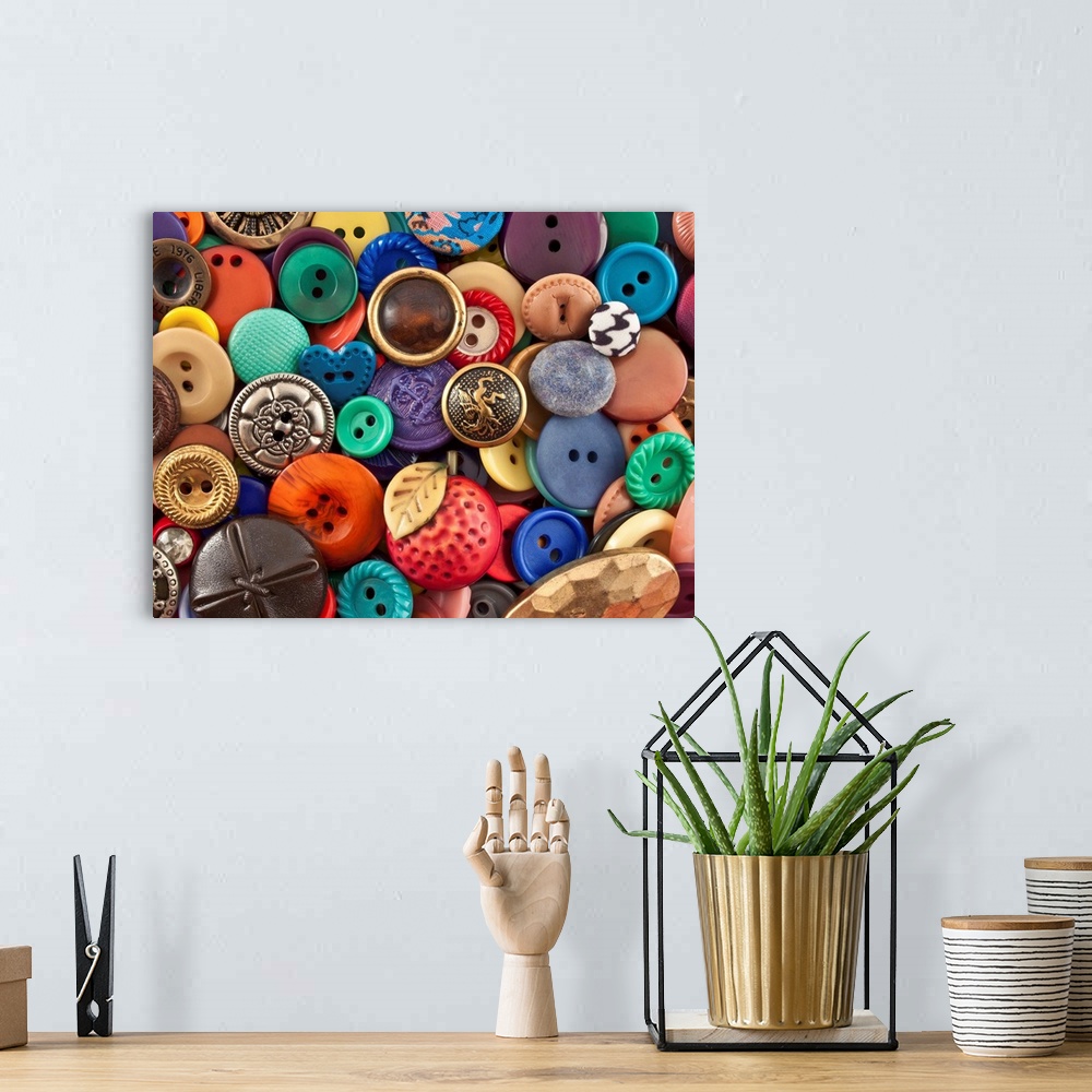 Colorful and Random Buttons. | Large Metal Wall Art Print | Great Big Canvas