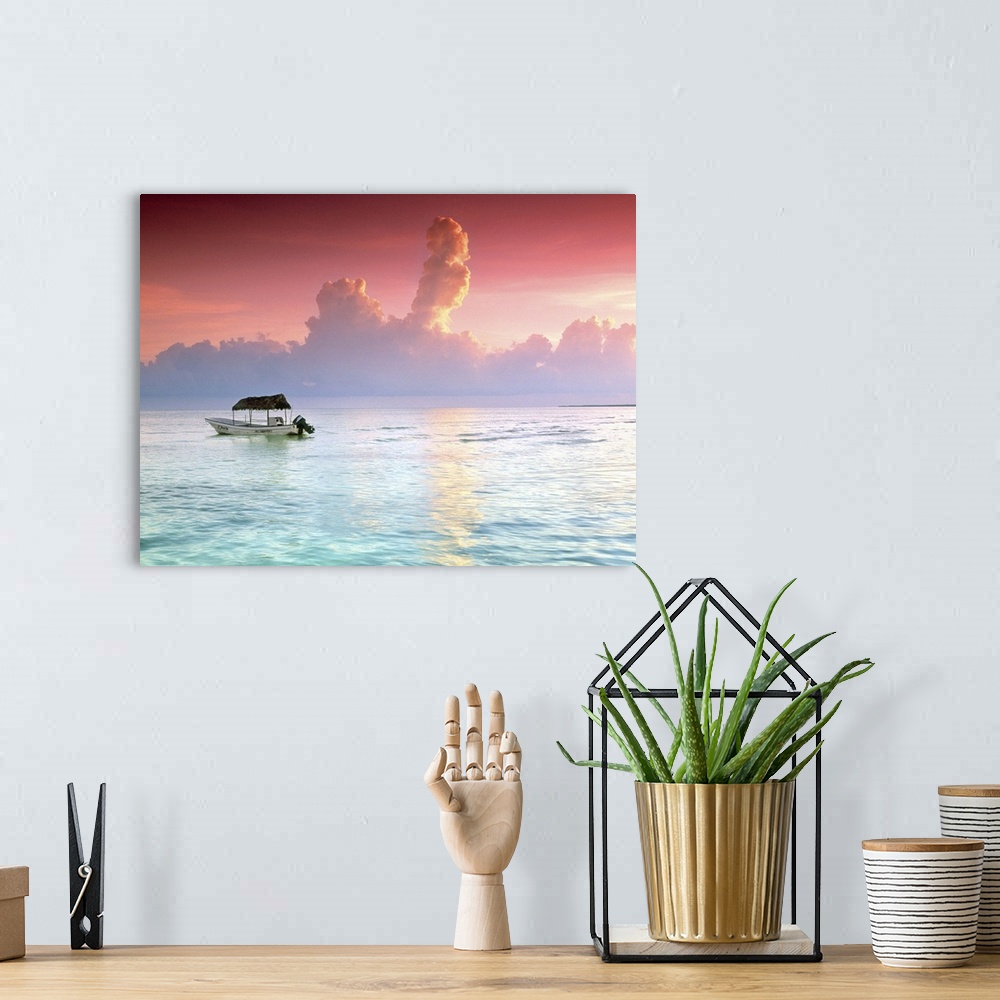 A bohemian room featuring Fishing boat in ocean