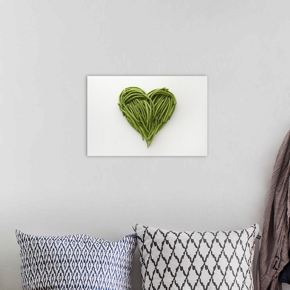 A bohemian room featuring Heart-shaped formed by fresh Green Beans