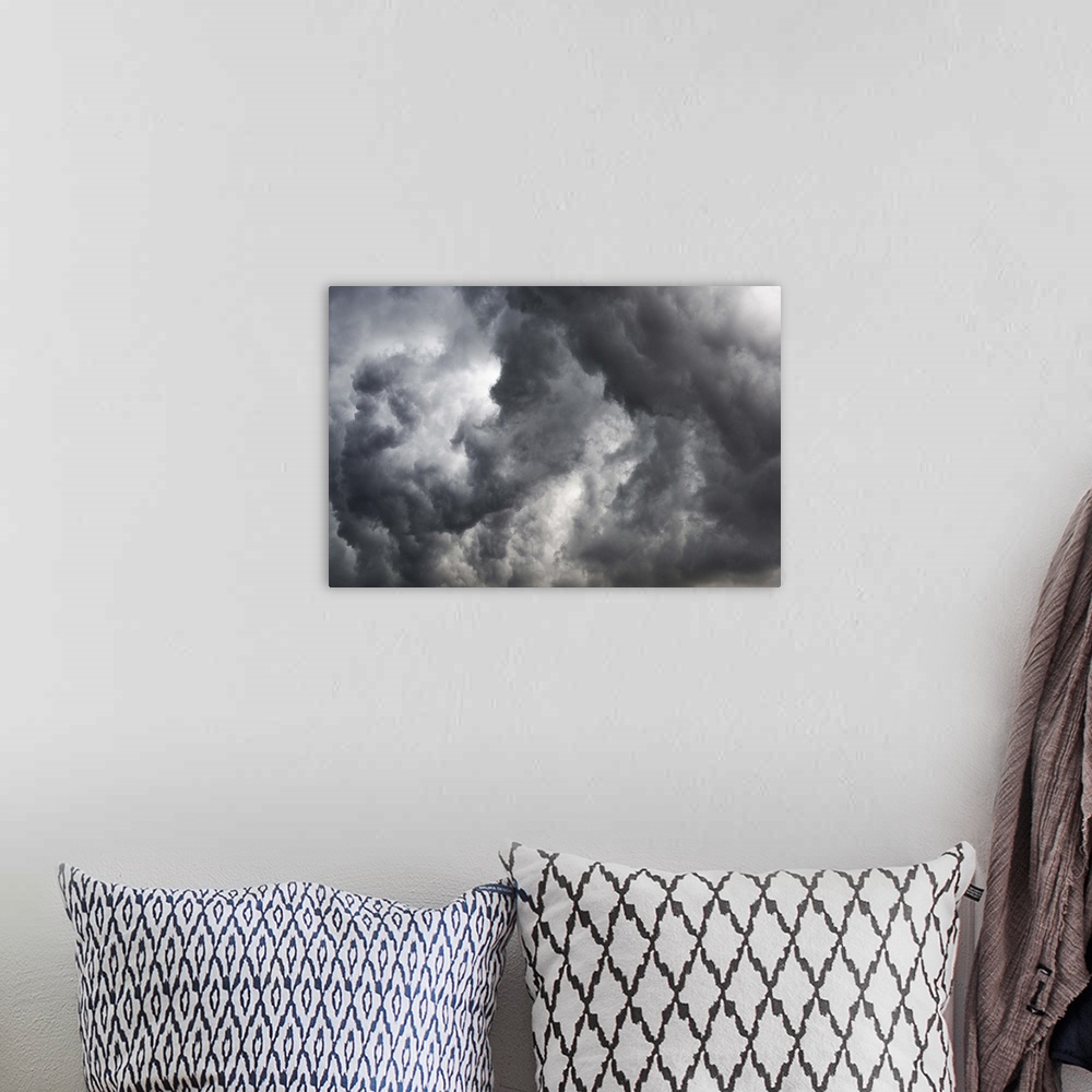 A bohemian room featuring Heavy clouds during a rainstorm, Marseille, France