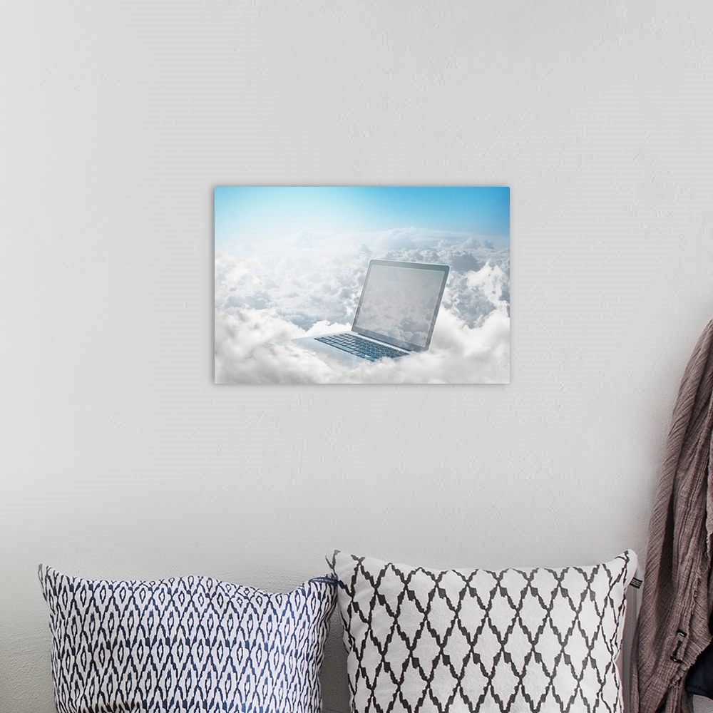 A bohemian room featuring Laptop floating in clouds