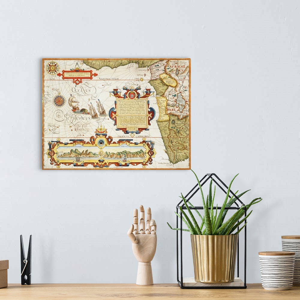 A bohemian room featuring 1596 --- Map of Western Africa by Arnold Florent van Langren after Jan Huygen van Linschoten --- ...