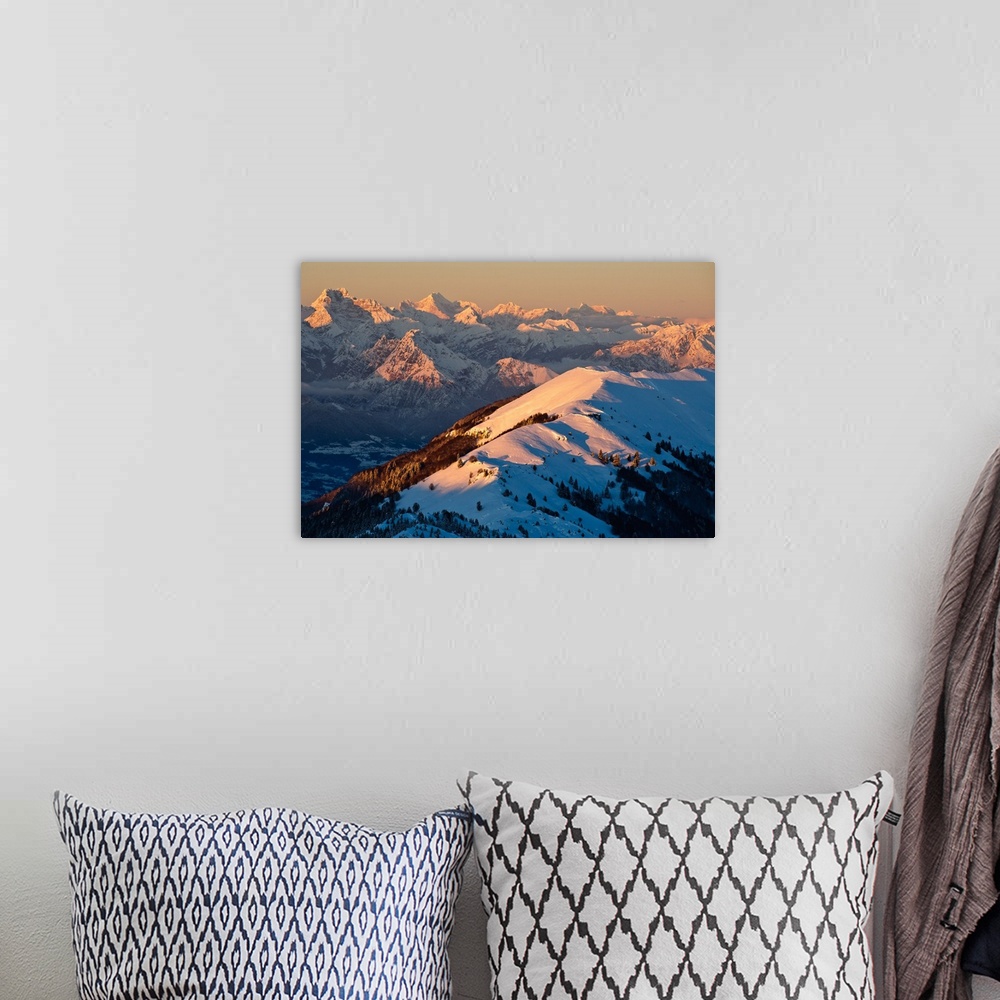A bohemian room featuring Snowy winter landscape with view to the north from Monte Grappa on Monte Meatte