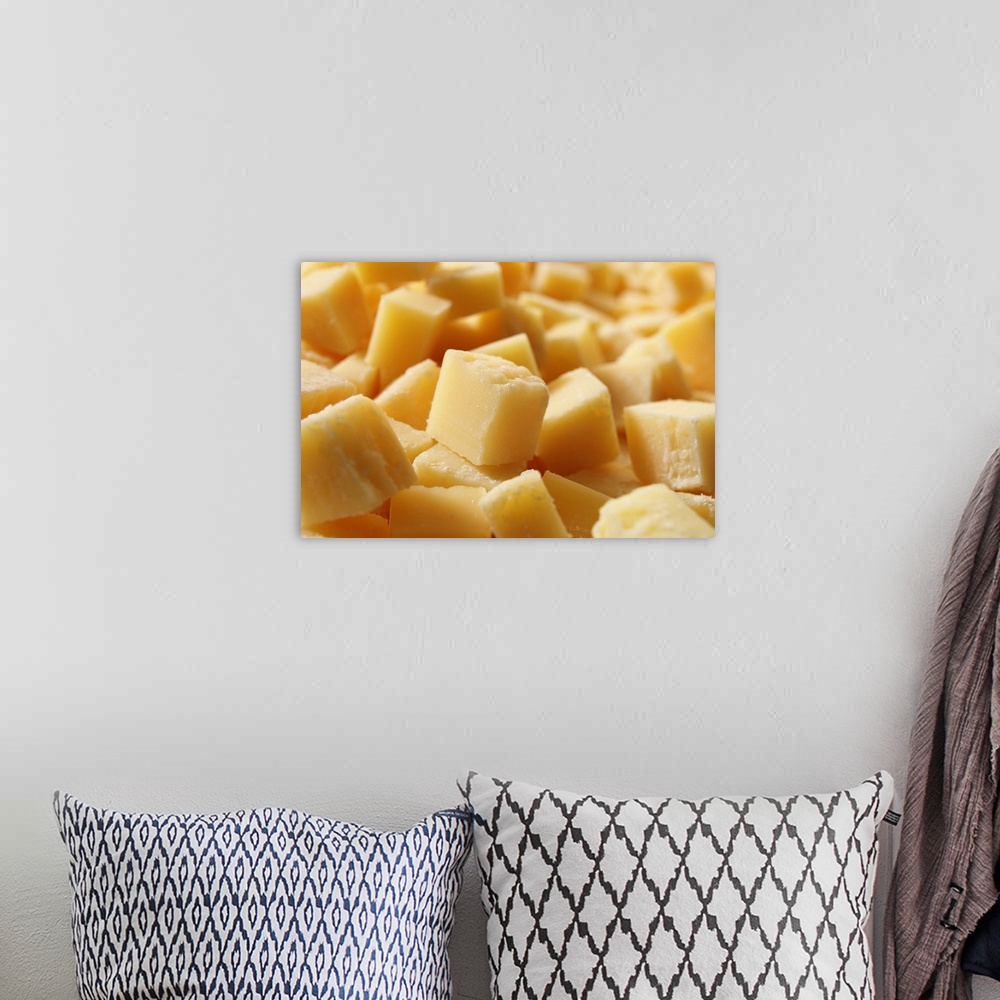 A bohemian room featuring Parmigiano Reggiano cheese in cubes