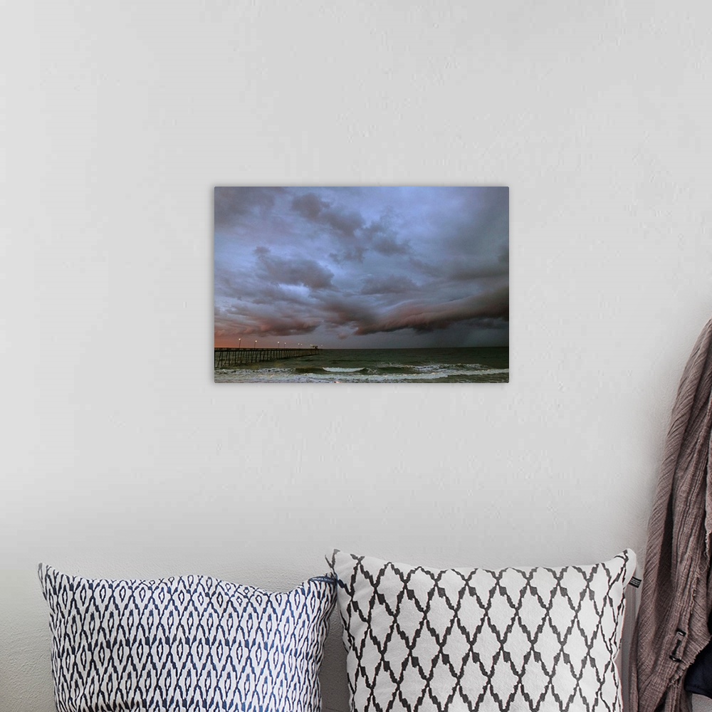 A bohemian room featuring Stormy sky over ocean, Oak Island, North Carolina