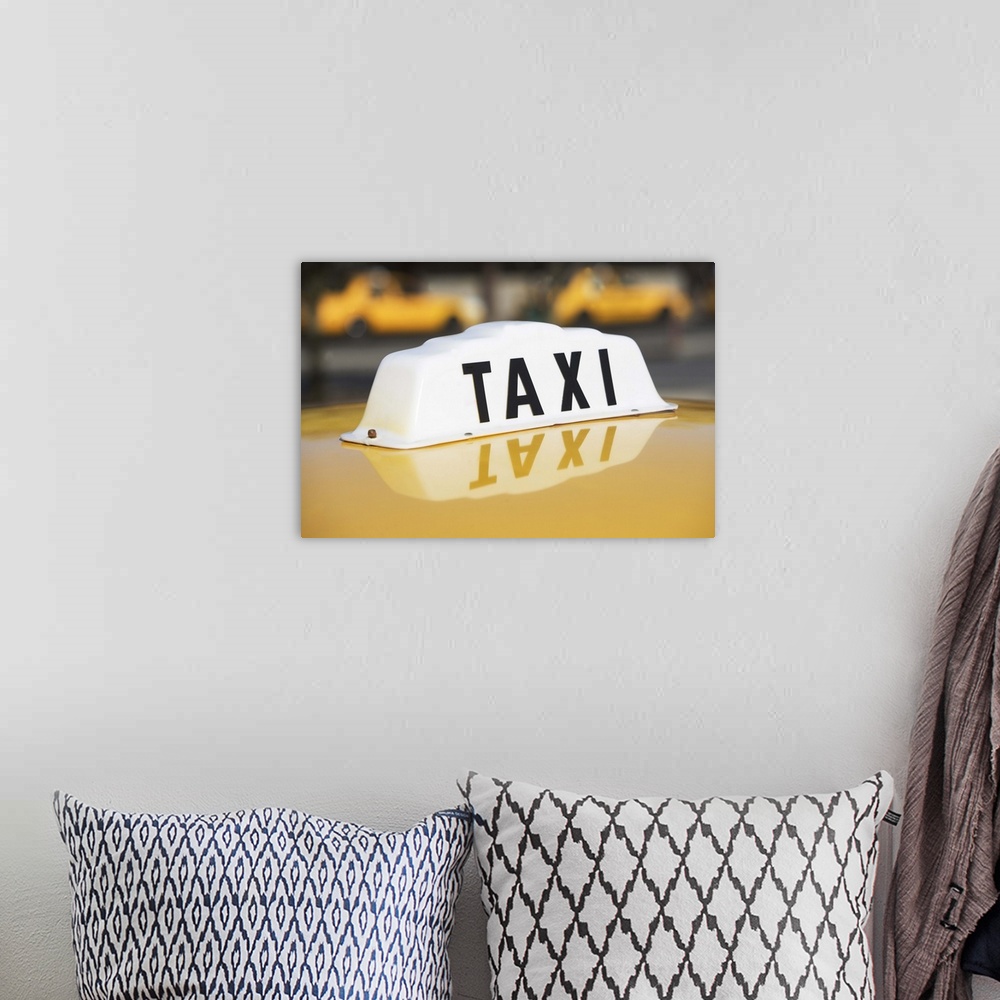 A bohemian room featuring USA, New York, Long Island, New York City, Close up of taxi sign