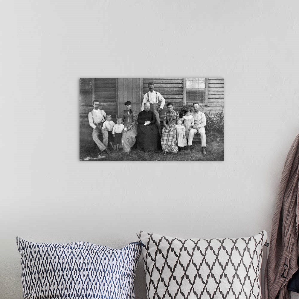 A bohemian room featuring Vintage portrait of family