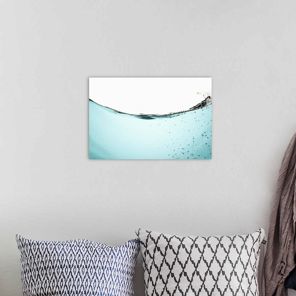 A bohemian room featuring Water with bubbles on white background
