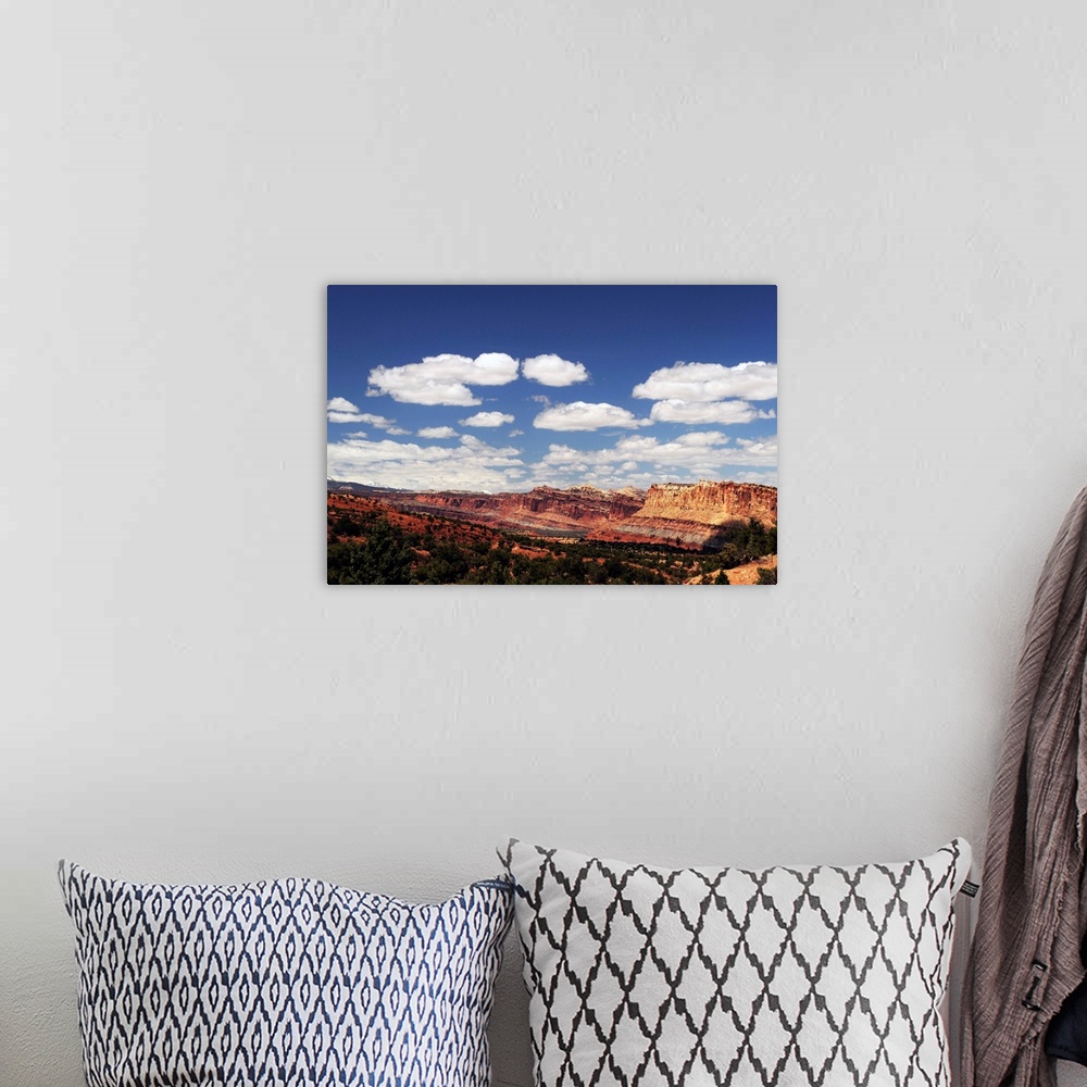 A bohemian room featuring Small ranch house and Waterpocket fold of Capitol Reef National Park, Utah.
