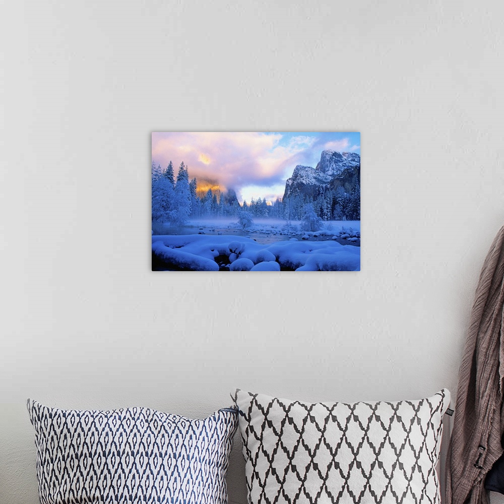 A bohemian room featuring Winter Sunset in Yosemite National Park