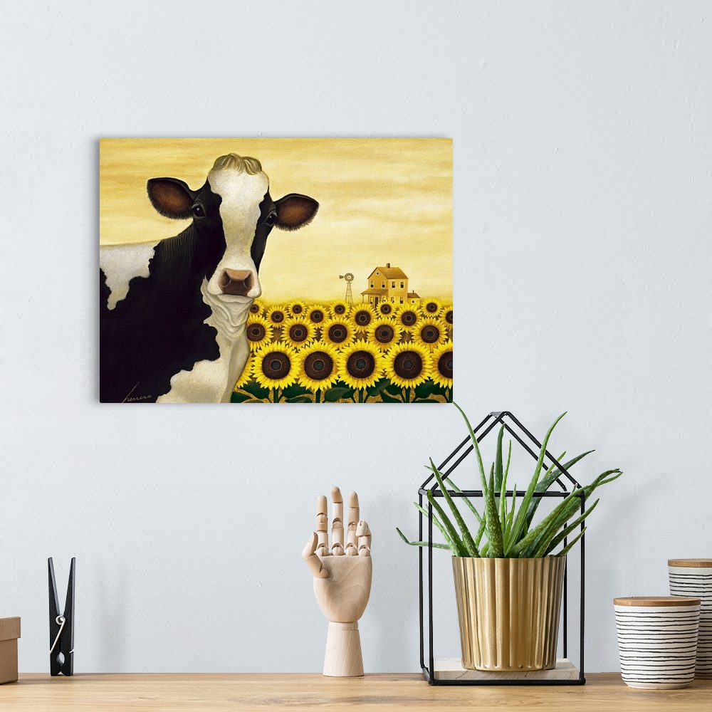 Sunflower Cow Wall Art, Canvas Prints, Framed Prints, Wall Peels ...
