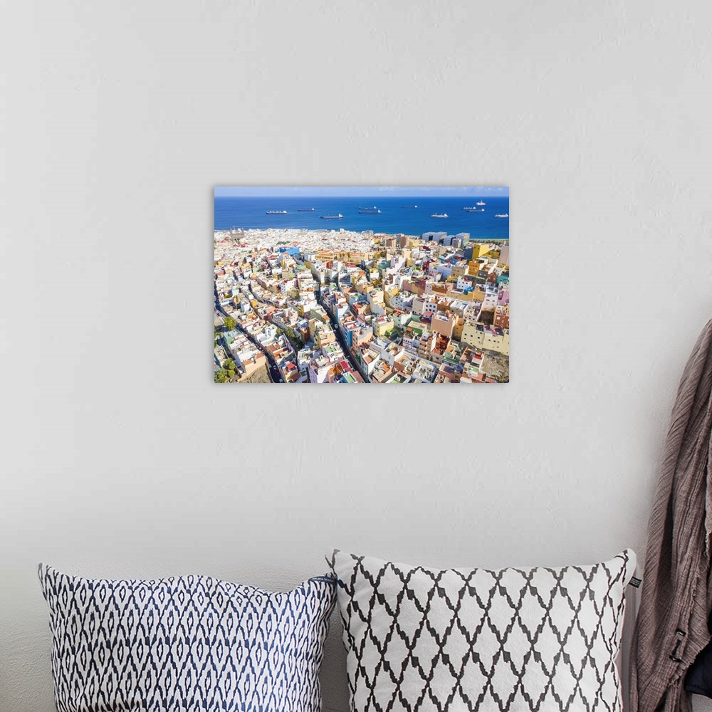 A bohemian room featuring Aerial view of colorful buildings at Las Palmas. Gran Canaria, Canary Islands, Spain