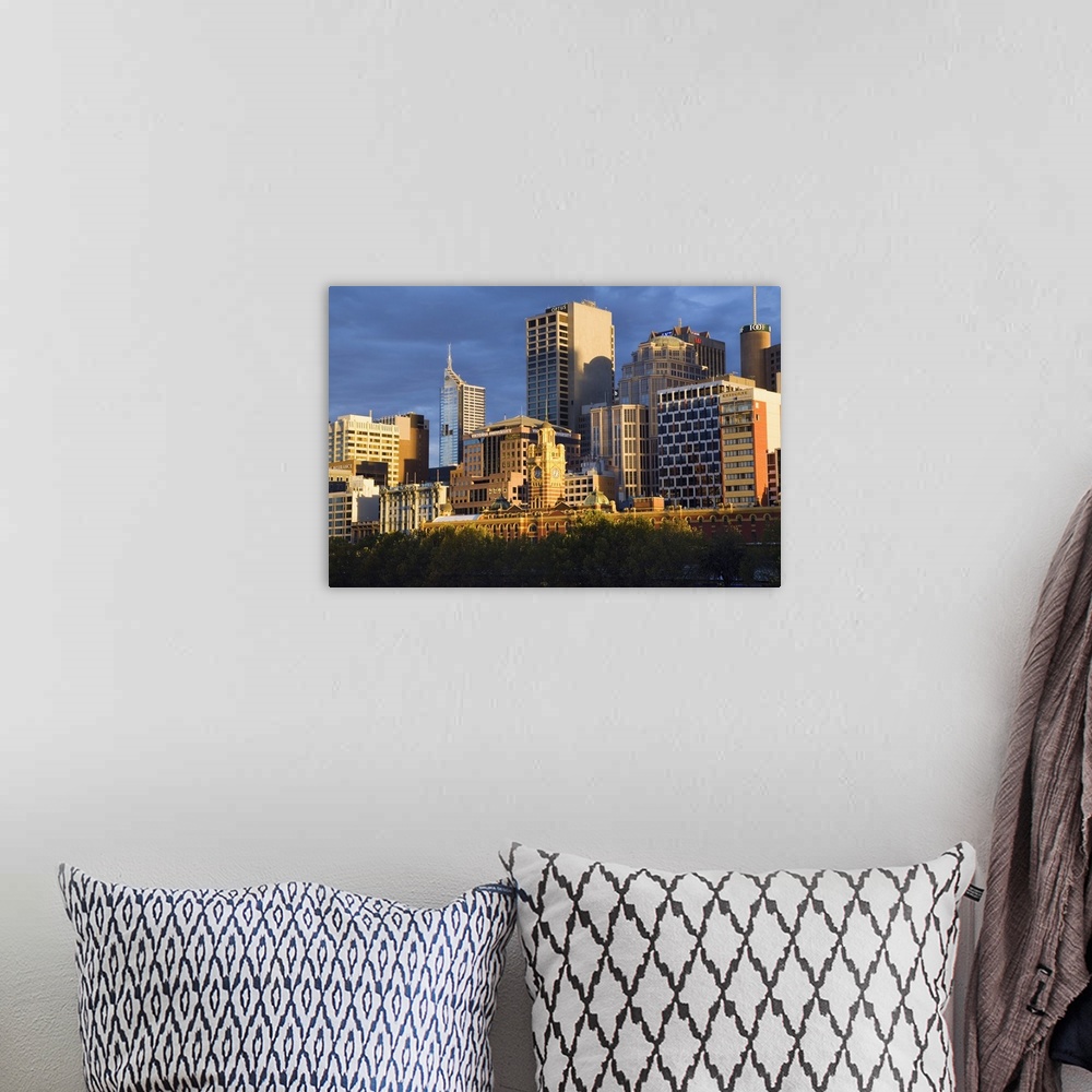 A bohemian room featuring Australia, Victoria, Melbourne. City skyline at dawn.