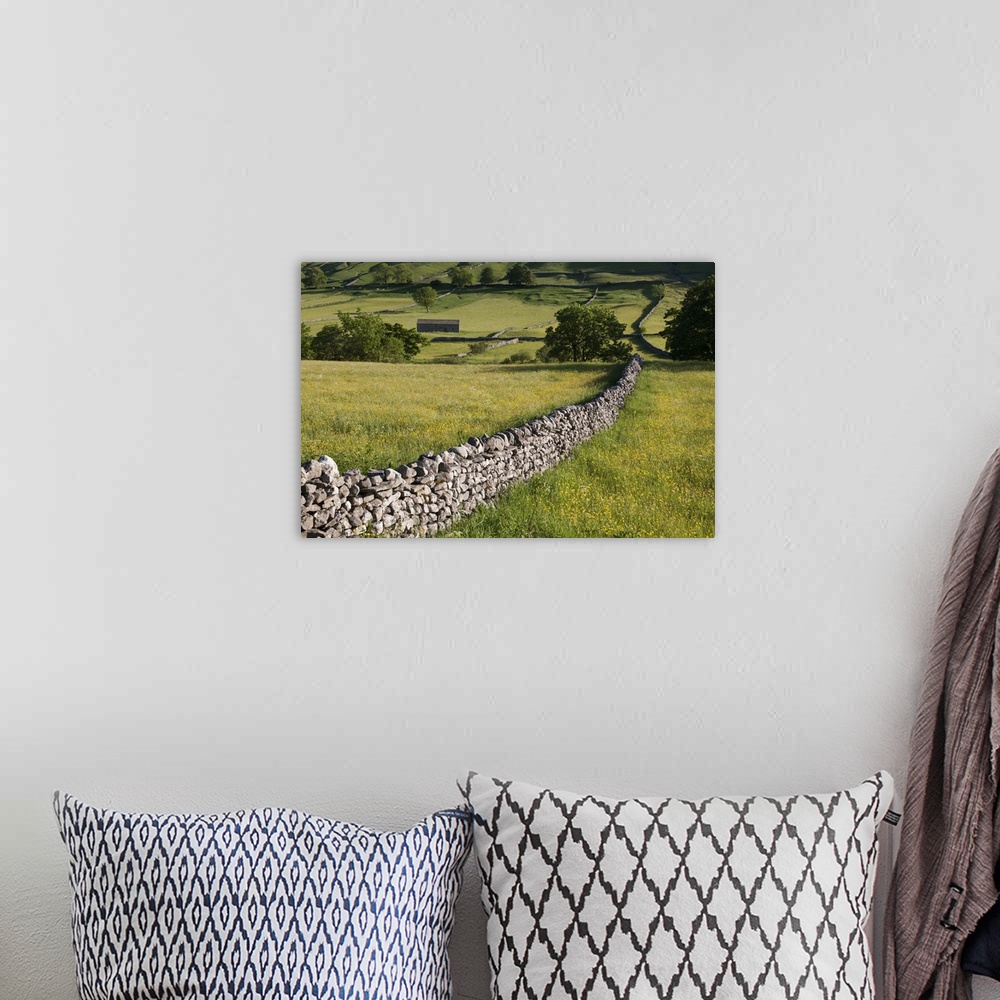 A bohemian room featuring Drystone wall landscape, Wharfedale, Yorkshire Dales National Park.