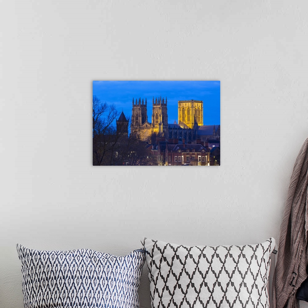A bohemian room featuring United Kingdom, England, North Yorkshire, York. The Minster seen from the City Walls at dusk.