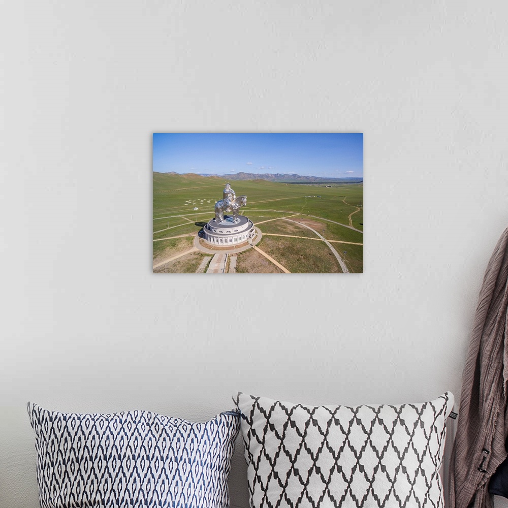 A bohemian room featuring Genghis Khan Statue Complex From Above. Erdene, Tov Province, Mongolia