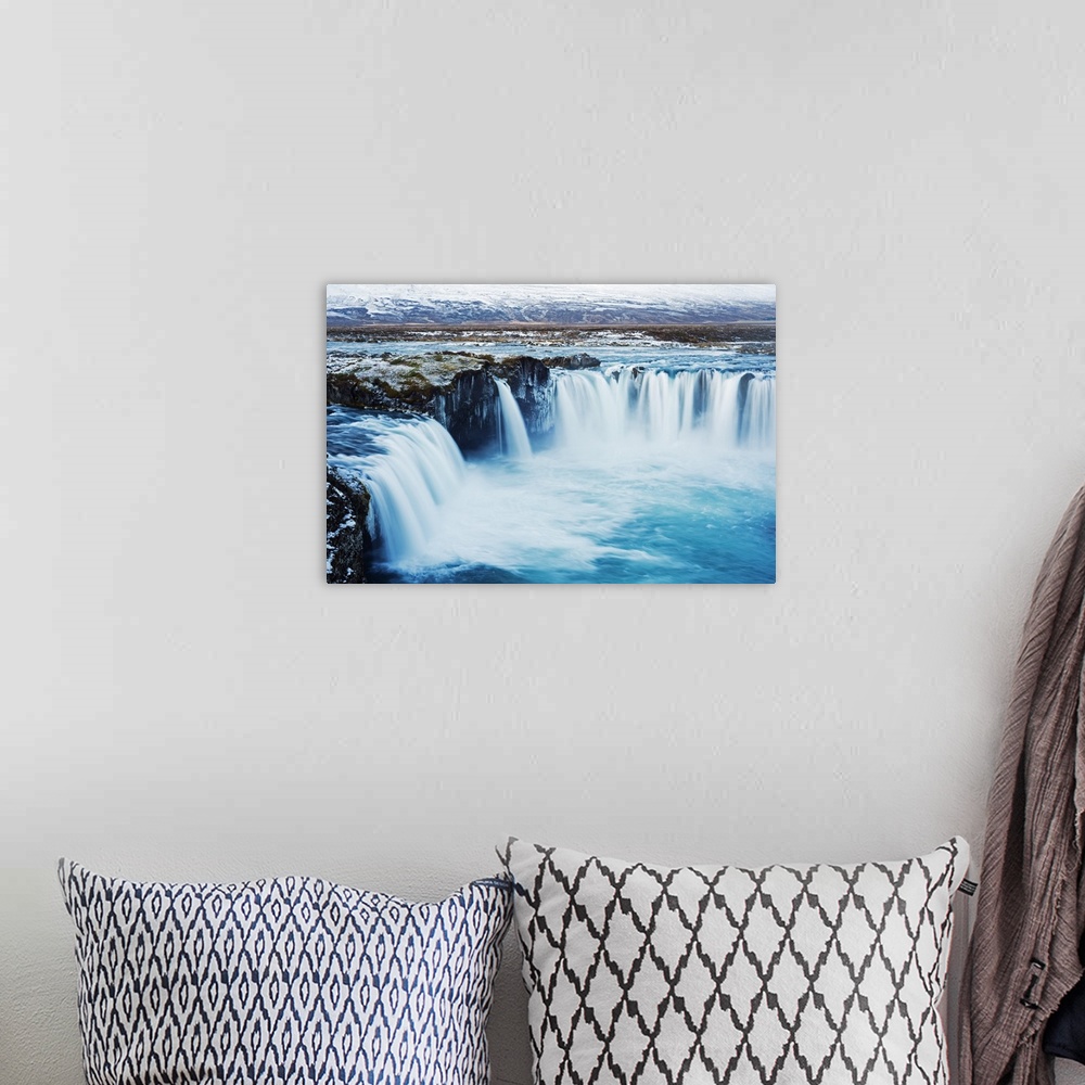 A bohemian room featuring Europe, Iceland, Godafoss waterfall.