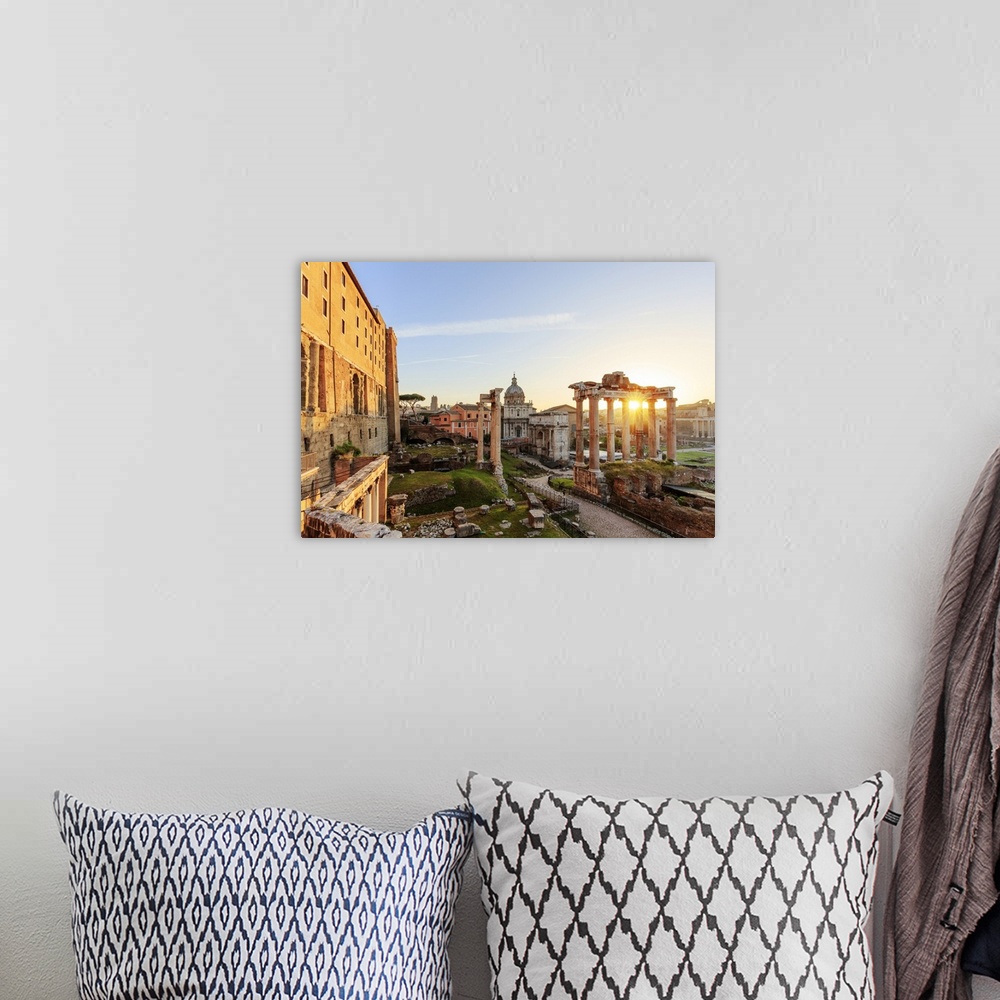 A bohemian room featuring Italy, Rome, Colosseum and Roman Forum at sunrise