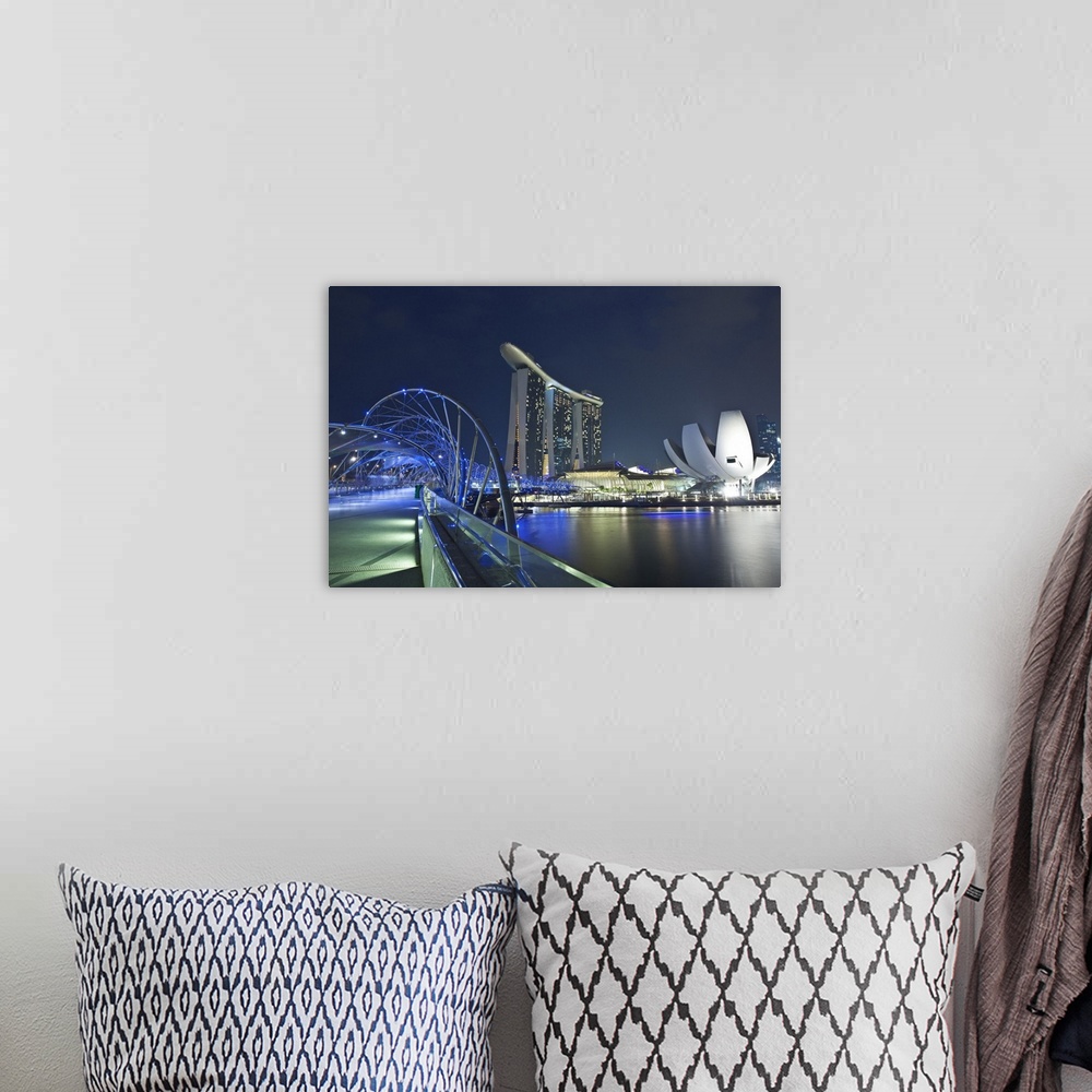 A bohemian room featuring Marina Bay Sands hotel and Helix Bridge, Singapore