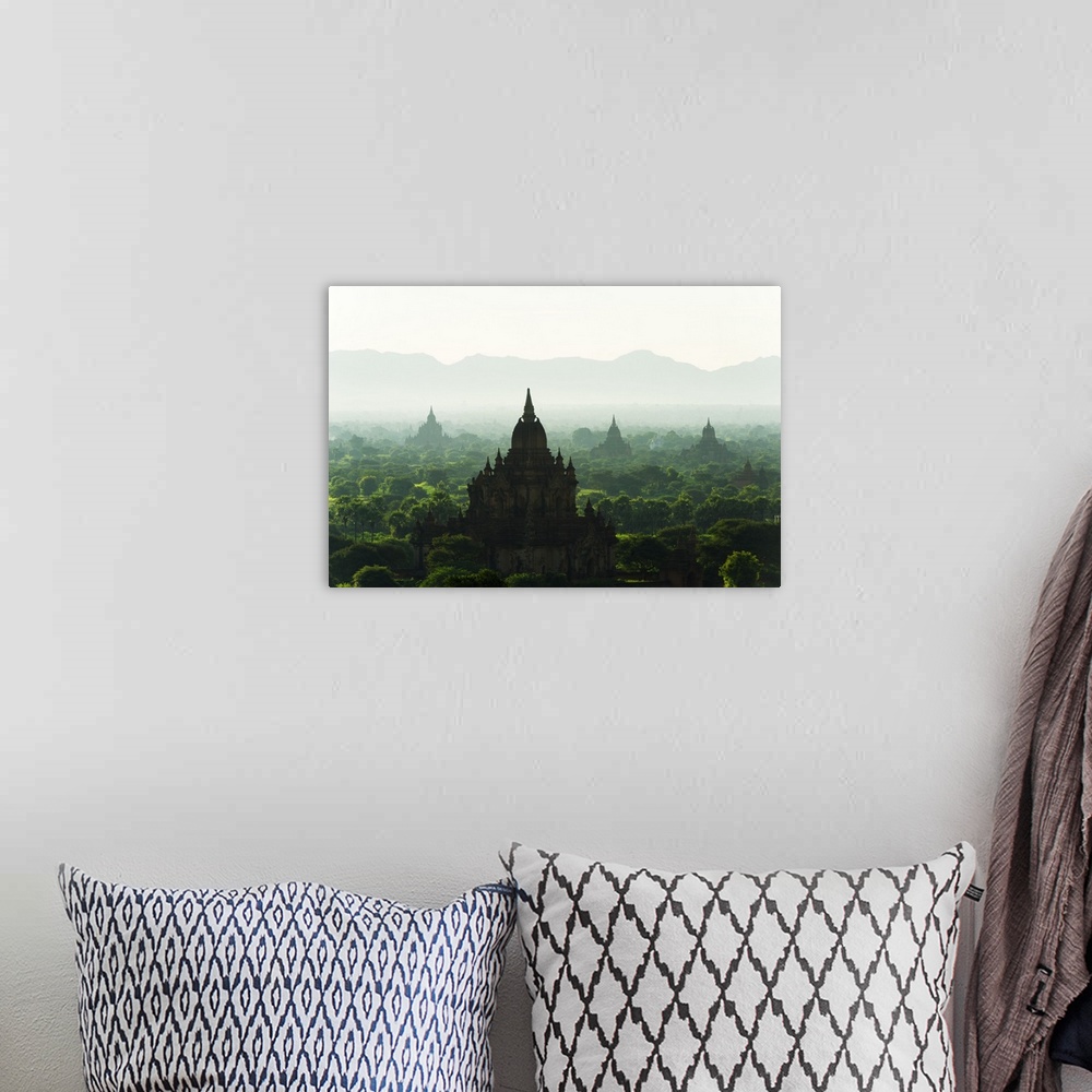 A bohemian room featuring South East Asia, Myanmar, Bagan, temples on Bagan plain.