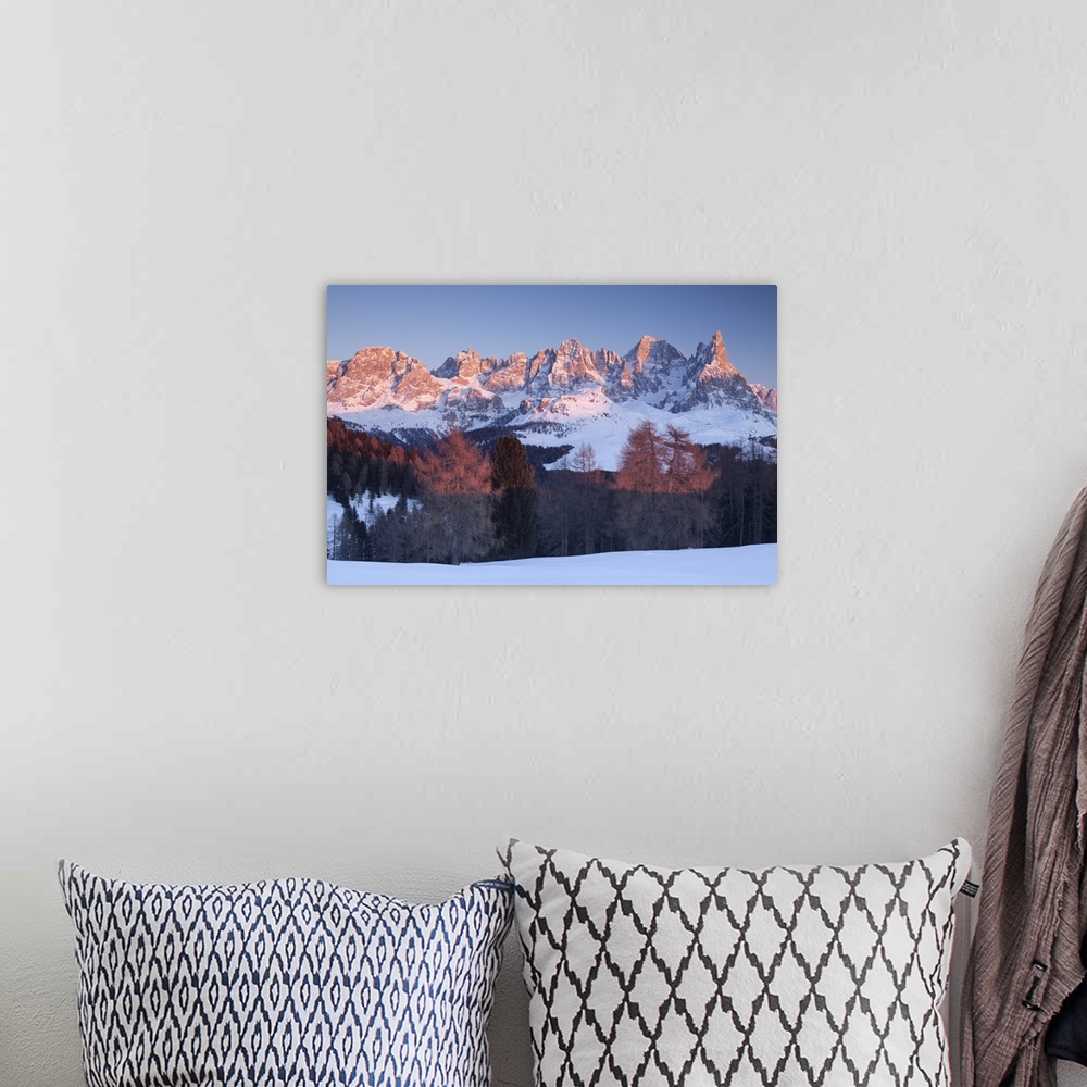 A bohemian room featuring Pale of San Martino, Dolomites, Trento province, Trentino Alto Adige, Italy, Europe. View of Cimo...