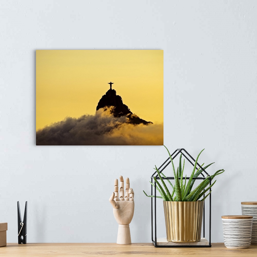 A bohemian room featuring Brazil, City of Rio de Janeiro, Sunset view of the Christ the Redeemer and Corcovado Mountain.