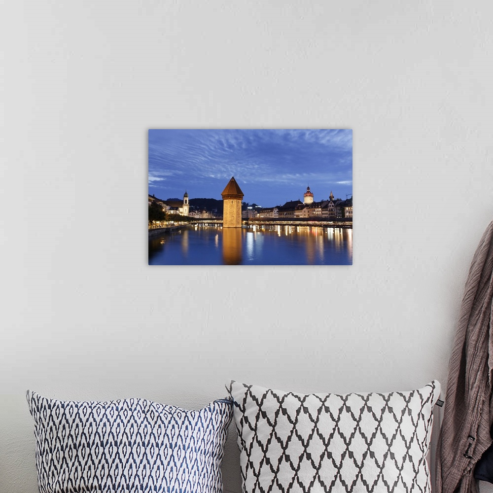 A bohemian room featuring Switzerland, Lucern (Luzern), Chapel Bridge and River Reuss