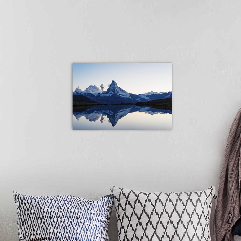 A bohemian room featuring Europe, Switzerland, Valais, Zermatt, Matterhorn (4478m), Stellisee lake.