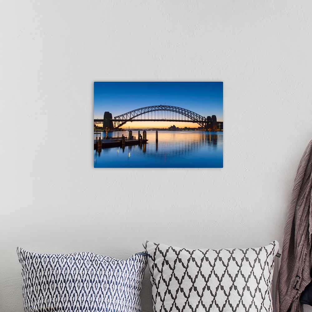 A bohemian room featuring Sydney Harbour Bridge At Dawn, Sydney, New South Wales, Australia
