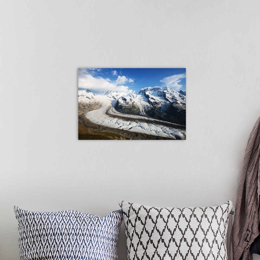 A bohemian room featuring Europe, Valais, Swiss Alps, Switzerland, Zermatt, Monte Rosa glacier and Breithorn mountain.