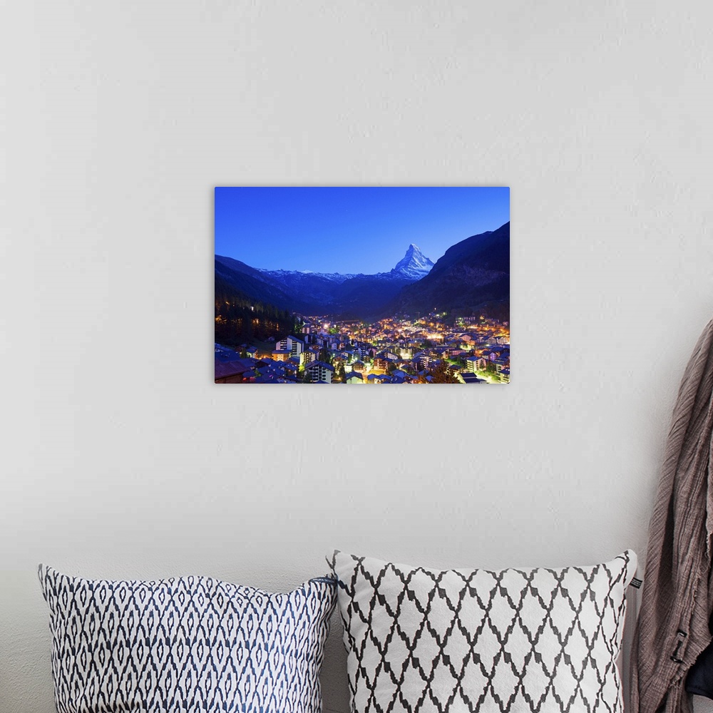 A bohemian room featuring Europe, Valais, Swiss Alps, Switzerland, Zermatt, The Matterhorn (4478m).