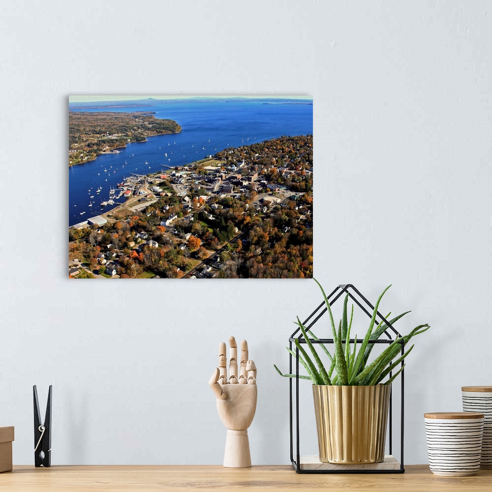 A bohemian room featuring Belfast Bay And Penobscot Bay, Belfast, Maine - Aerial Photograph