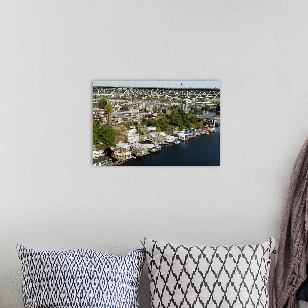 A bohemian room featuring Portage Bay And Houseboats, Seattle, WA, USA - Aerial Photograph