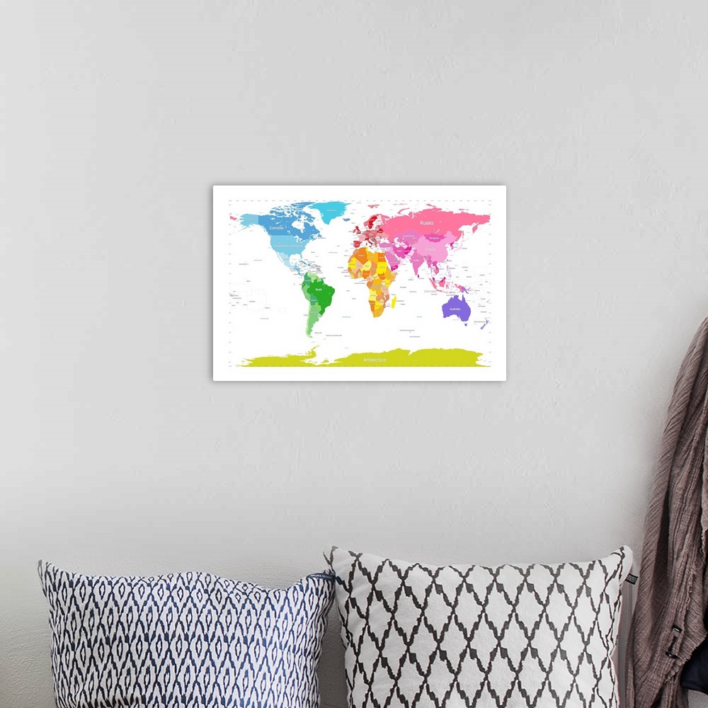 A bohemian room featuring Continents World Map