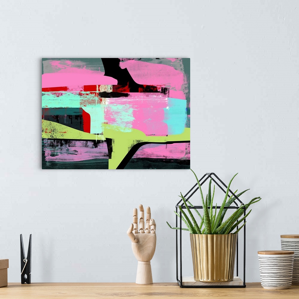 A bohemian room featuring Hot Pink Abstract Study