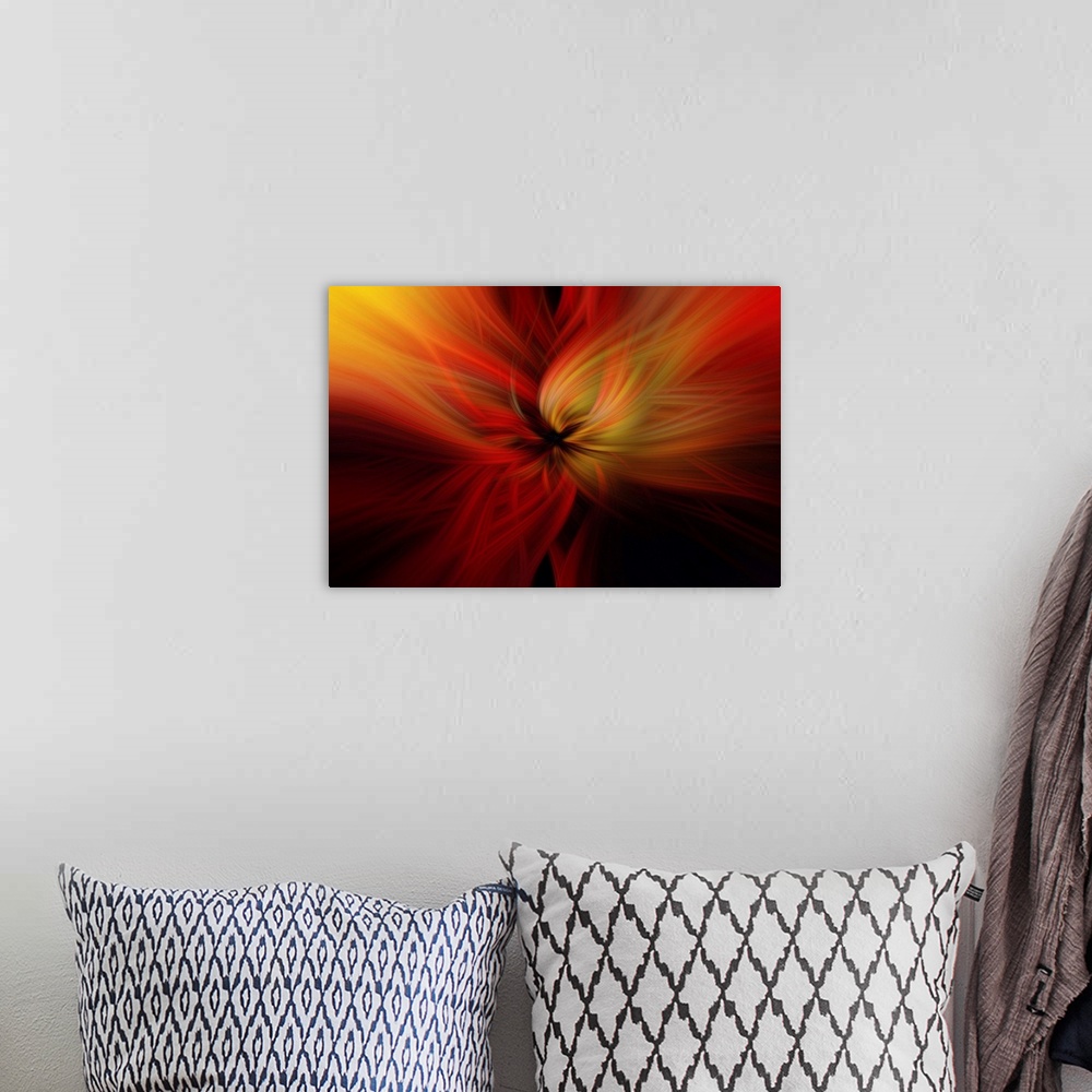A bohemian room featuring Abstract Photography created using photographic manipulation