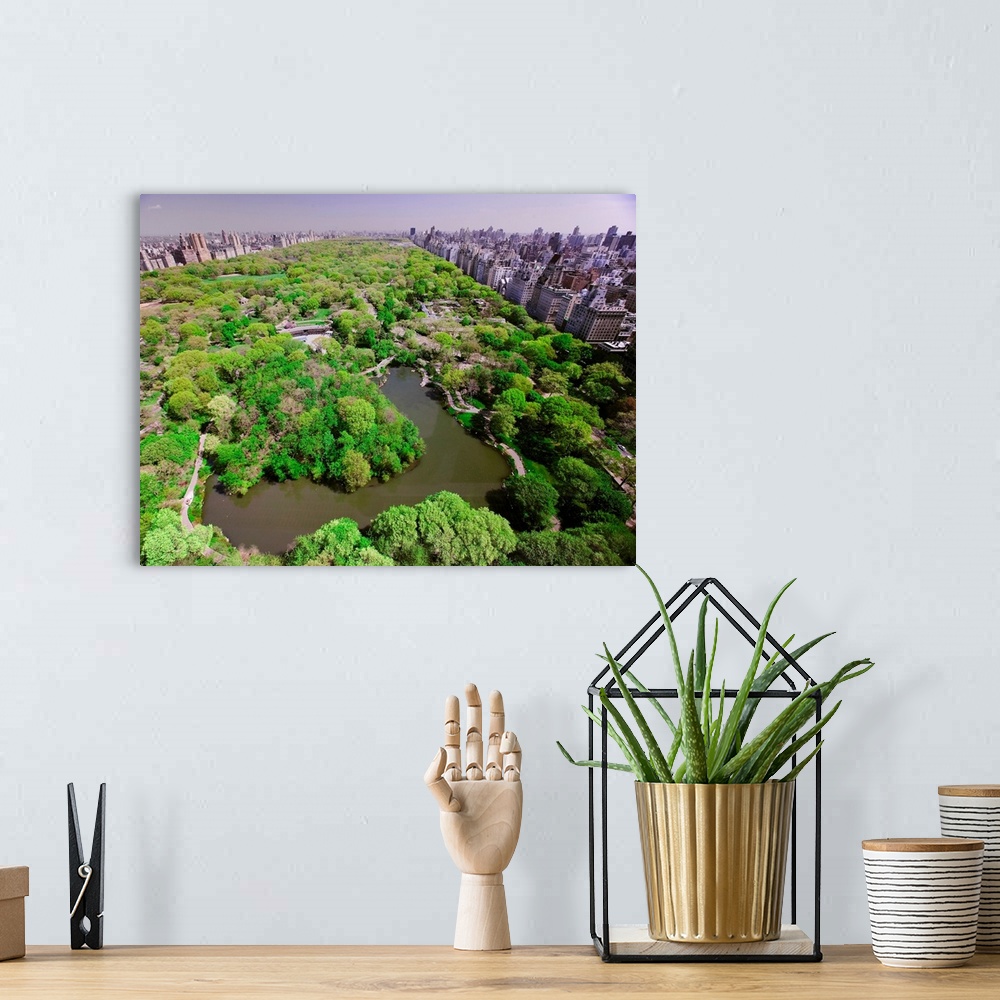 A bohemian room featuring Aerial view of Central Park in spring near Columbus Circle in Manhattan, New York City, New York