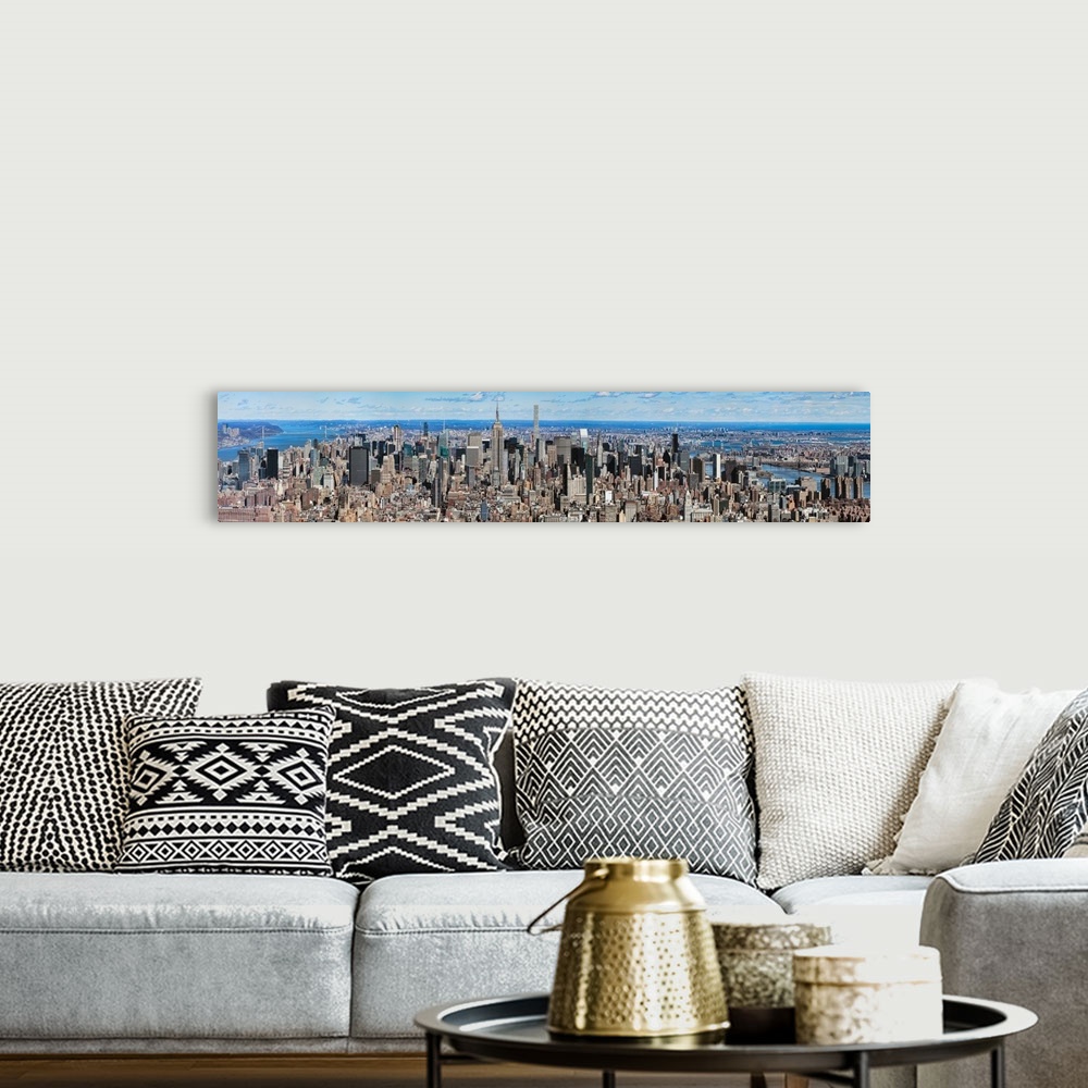 A bohemian room featuring Aerial view of cityscape, New York City, New York State, USA