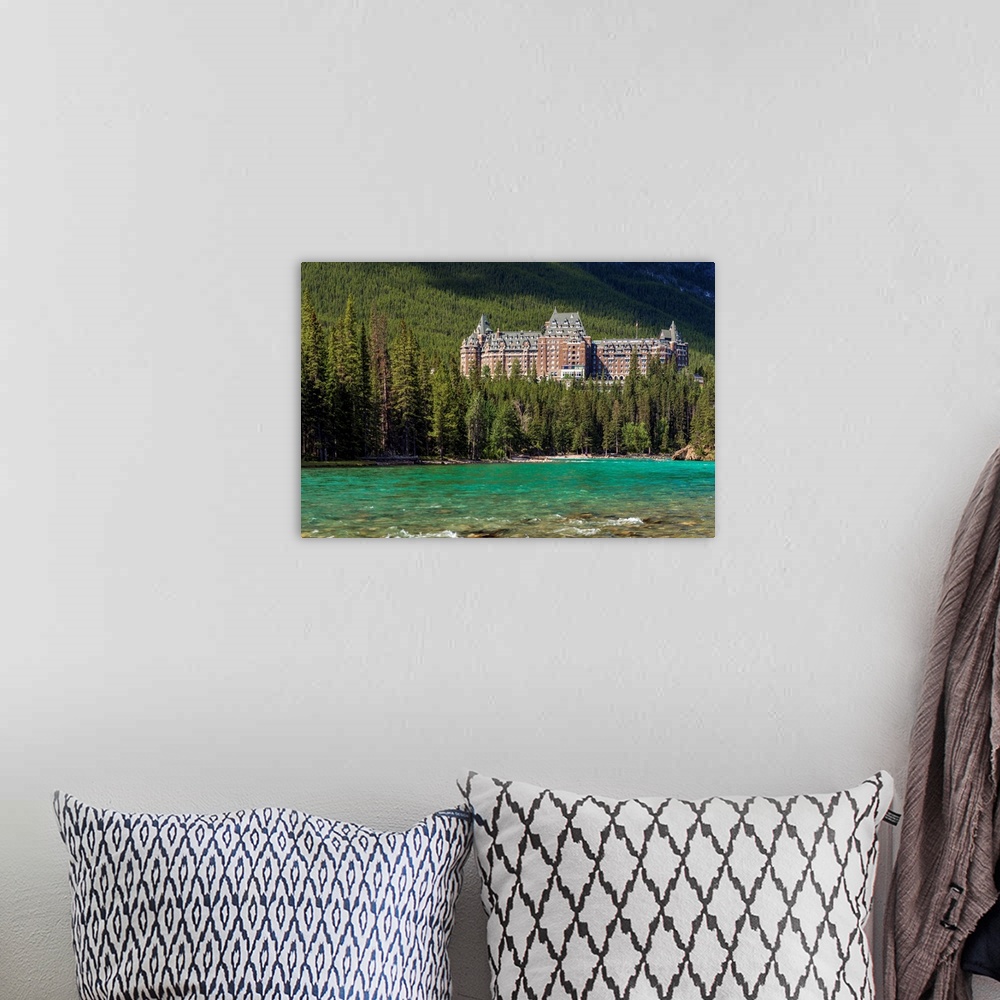 A bohemian room featuring Banff Springs Hotel by Bow River in Banff National Park, Alberta, Canada