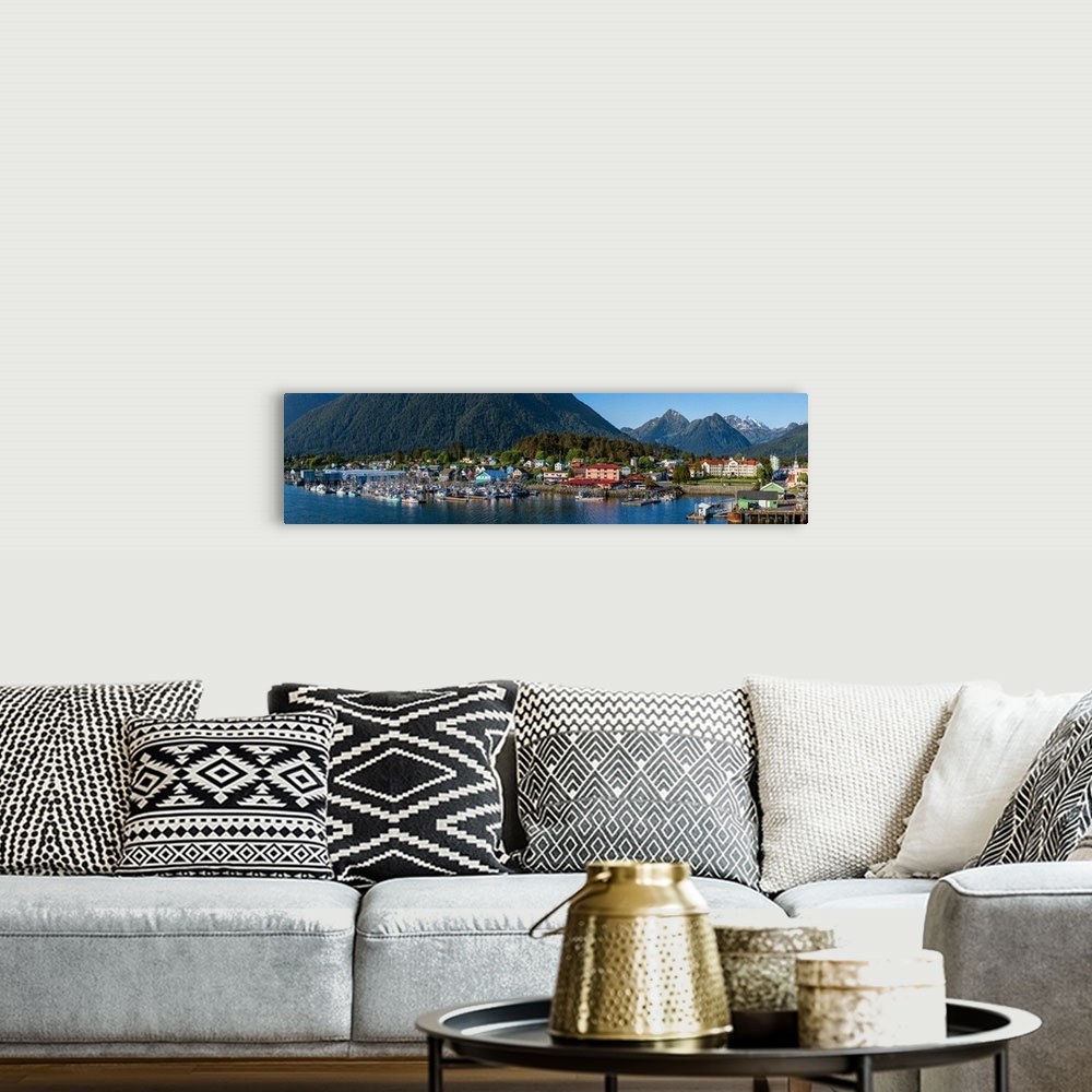 A bohemian room featuring City with mountains in the background, Sitka, Southeast Alaska, Alaska, USA
