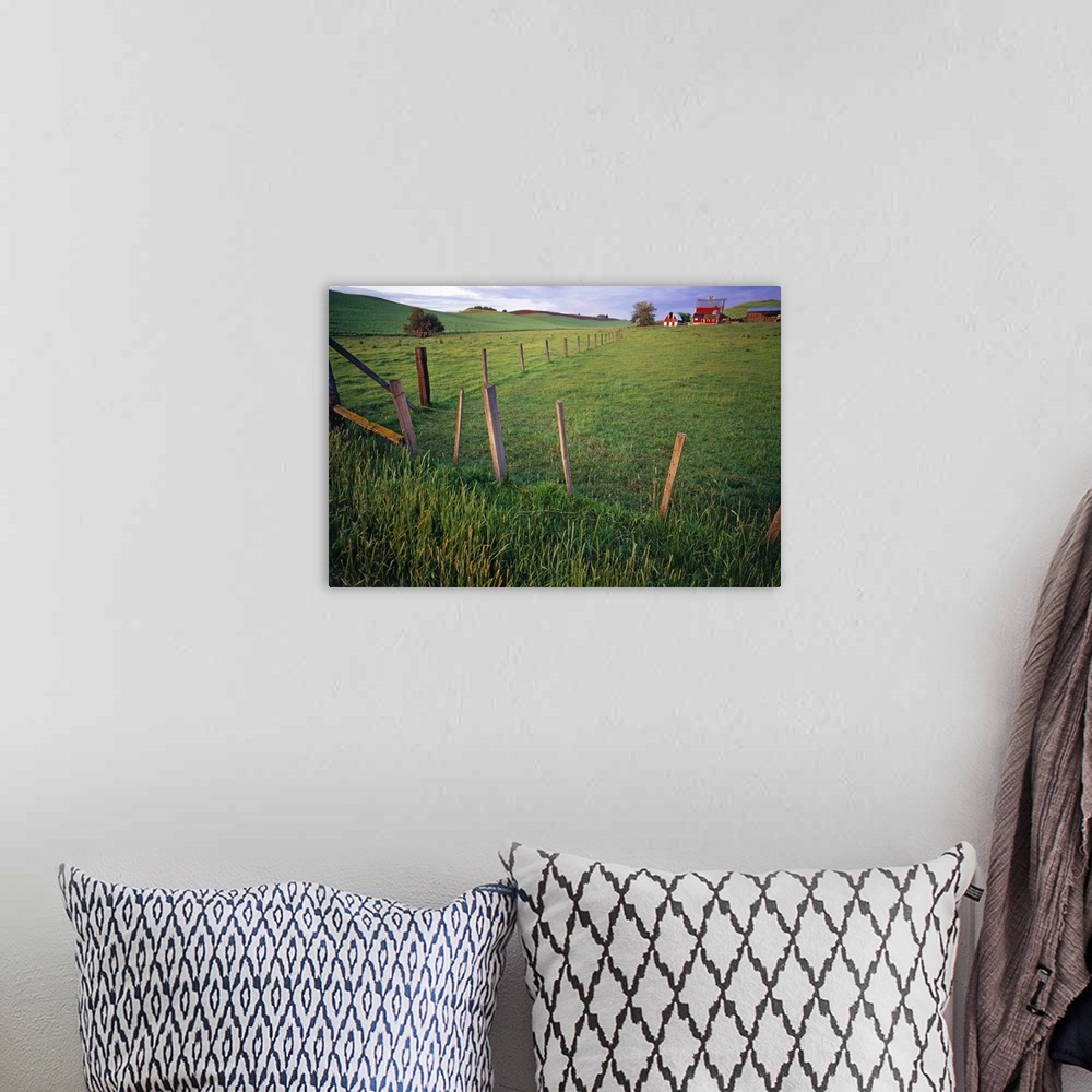 A bohemian room featuring Landscape With Farm And Fenceline