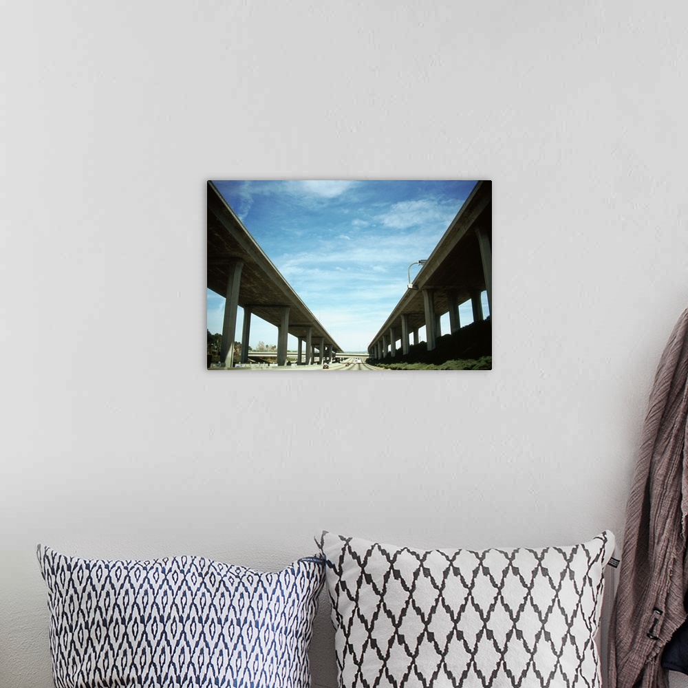 A bohemian room featuring Low angle view of elevated roads, Los Angeles County, California